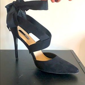 Back heels - with black ribbon ankle tie